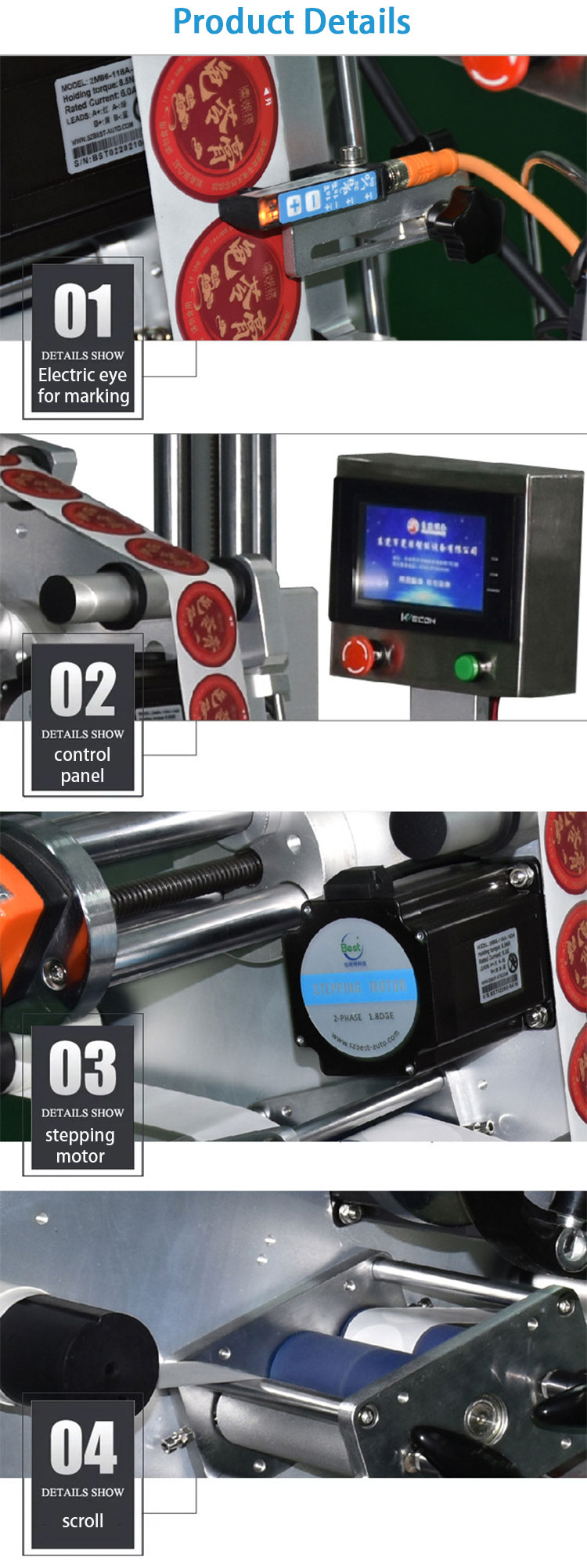 Máquina de rotulagem de cabeça de linha, linha de produção